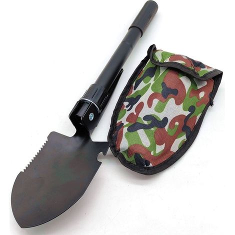 Mini Pelle Pioche Pliante, Pelle de Survie Pliante, Pelle Pliable Camping, pour La Randonnée en Plein Air, La Survie, Le Pelletage de La Neige, Le Jardinage, Le Camping, avec 1 Sac de Rangement (1/5)