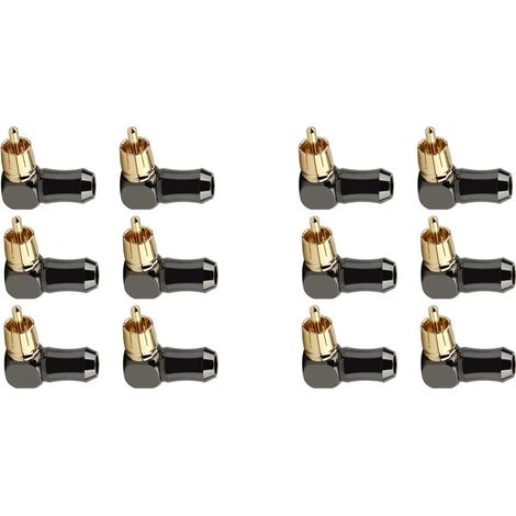 Convient aux prises audio RCA mâles de 12 pouces, connecteurs de bornes de haut-parleur à angle droit de 90 degrés pour le soudage des câbles vidéo.