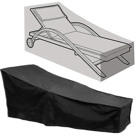 Housse de protection imperméable pour transat de jardin, noire, 200 x 70 x 40 x 68 cm (1/5)
