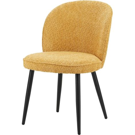 Chaise confortable effet alpaga jaune moutarde pieds noirs - moutarde effet alpaga (1/5)