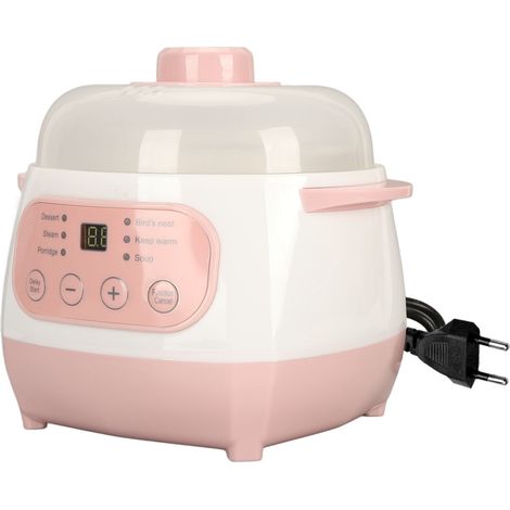 Casserole Électrique Céramique 1L Intelligent (220V) - Cuisson Lente Sécurisée Anti-Brûlage - Pour Porridge, Soupes et Riz - Design Compact Rose - Plug UE (1/5)