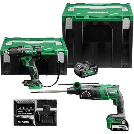 HIKOKI Pack Perceuse 140Nm + perforateur 3,2J 18V 2x5Ah - PACK2OUT18V2 (1/5)