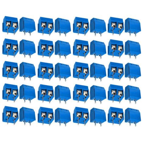 110 Pièces PCB Vis Connecteur, Bornier à Souder Bleu 5mm, Bornier à Vis de PCB Circuit Imprimé 2 Broches (Pin)