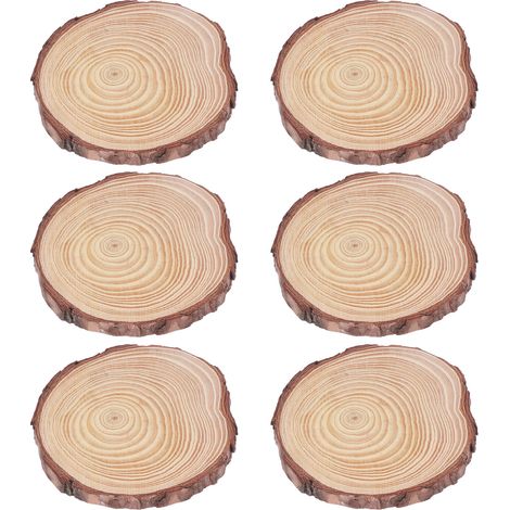 Lot de 20 dessous de verre en bois, rondelles poncées à la main double face, pour maison, bureau, café et restaurant (1/5)