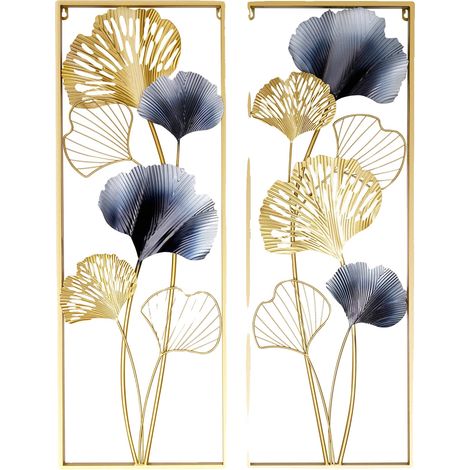 Decoración de pared, diseño de hoja de ginkgo, elegante decoración para el hogar, dorado (1/2)