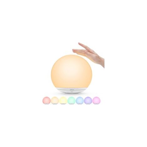 Veilleuse Enfant,Lampe de Chevet Rechargeable USB,Lumière Chaude Dimmable Progressive&Lumière de 7 Couleurs,Tactile&Interrupteur et Minuterie