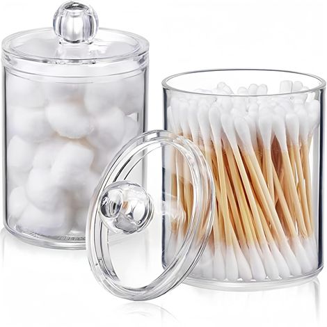 Boîte Coton Tige Transparente PET – Lot de 2
