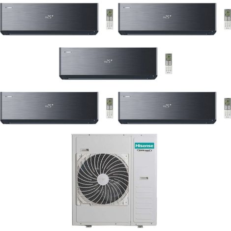 Hisense Climatizzatore Energy Pro X Black Penta Split 9+9+9+9+18 con 5AMW125U4RTA Inverter Wi-Fi R-32 Classe A++