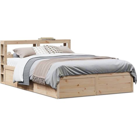 Bed Frame with Headboard 140x200 cm Solid Wood Pine vidaXL (1/5)