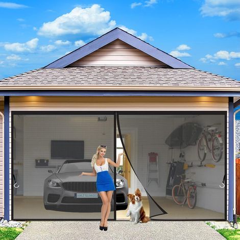 Moustiquaire pour porte de garage (200 x 400 cm) – Convient aux garages doubles – Moustiquaire résistante avec fermeture Velcro (1/5)