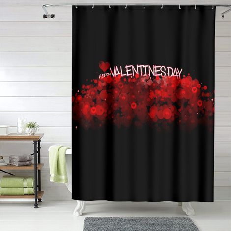 Rideau de douche motif cœurs pastel doux, polyester imperméable, 180x180 cm (1/5)