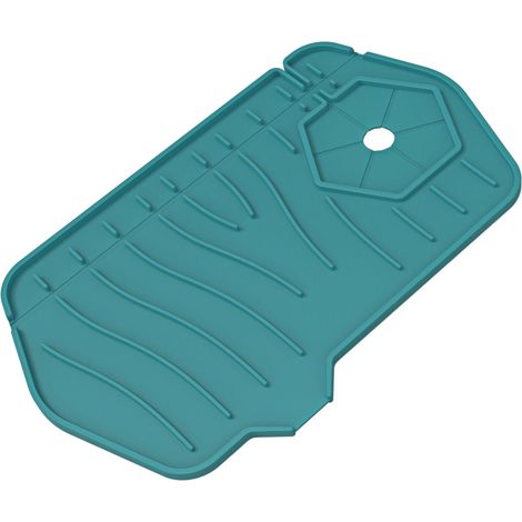 Tapis de robinet en Silicone pliable et antidérapant, protection contre les éclaboussures d'évier de cuisine, plateau collecteur d'égouttement pour salle de bains, vert. (1/5)