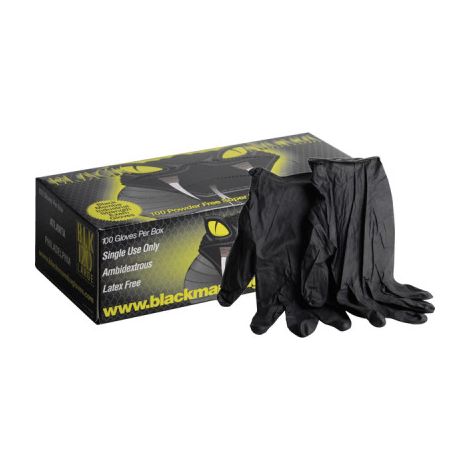 Gants jetables nitrile noir – Boîte de 100 – Taille L (8/9) – Ultra résistants à la déchirure – Protection contre poussières et suies