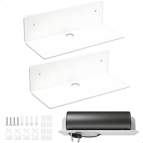Floating Wall Shelves - 23 cm - Small Wall Shelf for Bathroom, Kitchen, Office - with Cable - for Living Room, Bedroom, Speaker (1/5)