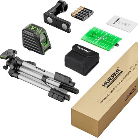 Nivel láser de líneas cruzadas, autonivelante, trípode incluido, nivel de caja - 1G, sin enchufe (1/2)