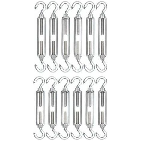 Tendeur à câbles en acier inoxydable 304 – Lot de 12 – Réglable de 115 mm à 180 mm – Fixations vis à crochet pour tension optimale (1/5)