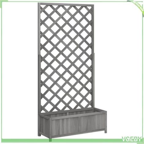 Jardinière avec treillis - FAFEICY - 365480 - Bois massif de sapin - Gris - 90 x 35 x 180 cm (1/5)