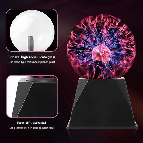 Boule plasma de 15 cm (6 pouces) à électricité statique, tactile et sonore, connexion USB pour les fêtes