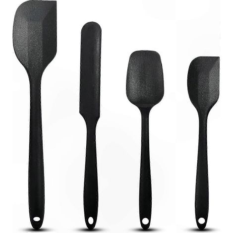 Küchenspatel-Set aus Silikon, verschiedene Größen, Gebäcklöffel, Tortendekorationswerkzeug, spülmaschinenfest, schwarz, antihaftbeschichtet, zum Backen und für Konditoreiarbeiten (1/5)