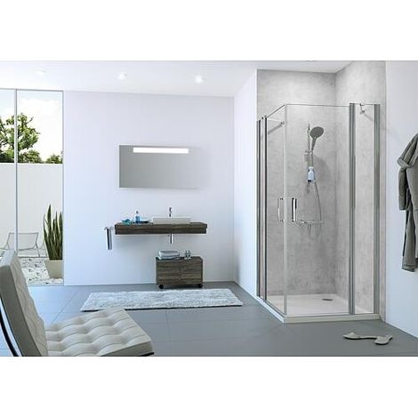 Cabine de douche accès d'angle Hüppe Classics 2, 2 portes battantes, 2 éléments fixes avec 6mm ETC, 785-800/885-900mm (1/2)