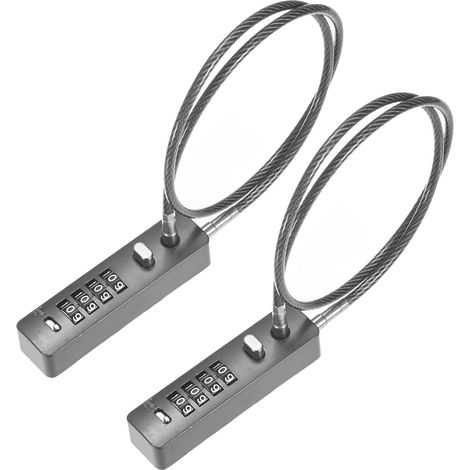 Lot de 2 verrous de portail pour clôture extérieure, câble en acier lourd de 60 cm, serrure à combinaison à 4 chiffres pour portail/snowboard/vélo/casier, câble de sécurité à code (1/5)
