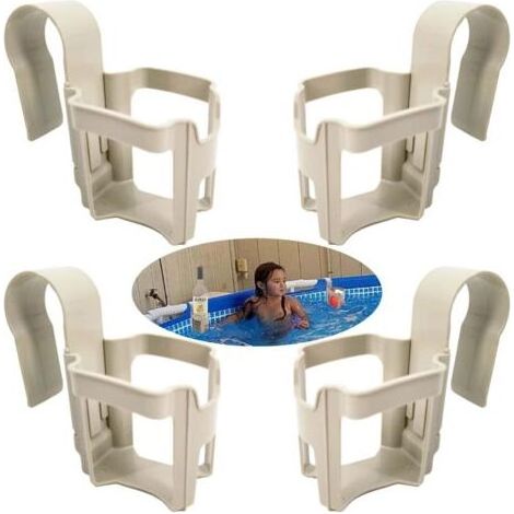 Porte Gobelets Piscine: Lot de 4 Accessoires Multifonctionnels avec Support pour Bord de Piscine, Panier Rangement, Porte-Boissons Détachable pour Fêtes d'été, Plage, Baignoires