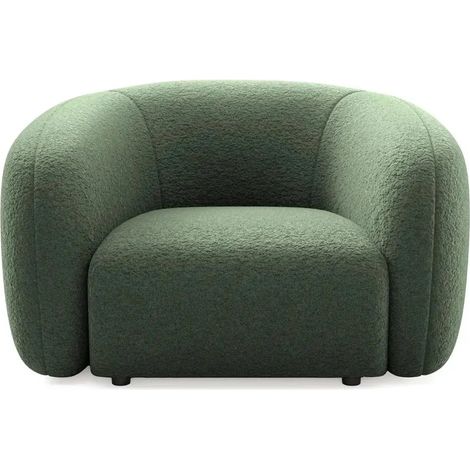 BAHIA - Fauteuil tissu bouclette - Vert (1/4)