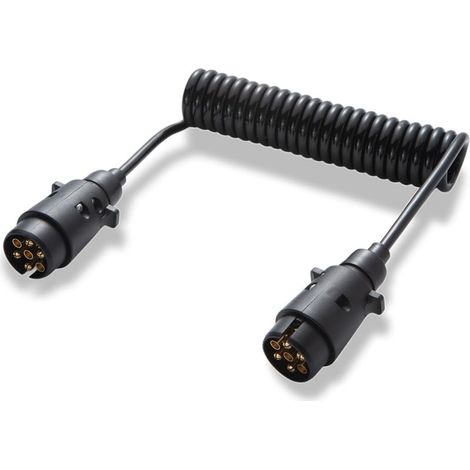Rallonge Remorque 7 Broches 3,0 m, Câble Spirale Prise Remorque 7 Broches 12V - Mâle a Mâle (1/5)