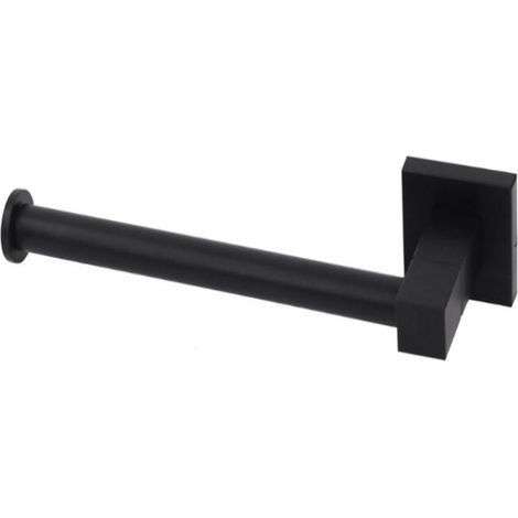 Porta rotolo per carta igienica da muro in acciaio nero fissaggio con viti o senza viti arredo bagno (1/2)