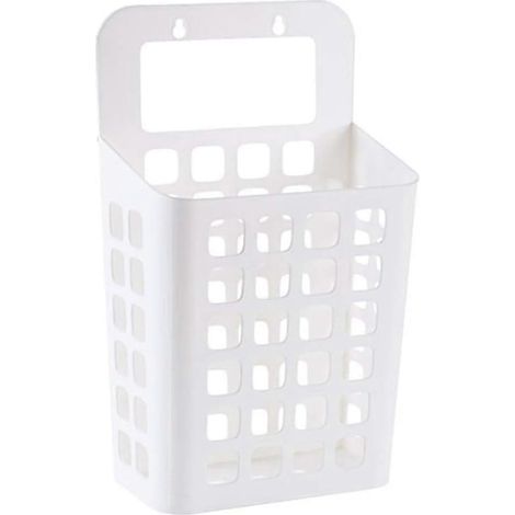 Panier à linge HEYTEA, panier à linge en plastique creux à ventouses, rangement pour vêtements sales, idéal pour la chambre d'enfant, la résidence étudiante ou les voyages, blanc. (1/5)