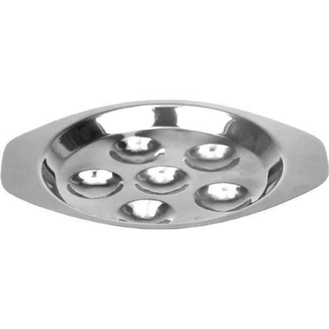 6 plats à escargots en inox, 6 trous, diamètre 15 cm, gris, pour service gastronomique ou dîner familial