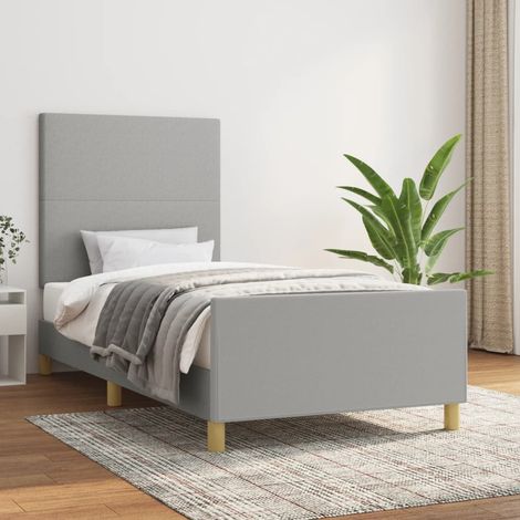 Cadre de lit sans matelas gris clair 90x190 cm tissu (1/5)