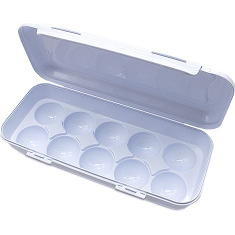 Huevera de plastico para 10 huevos con tapa Blanco (1/4)