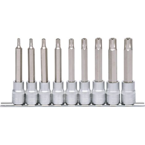 KS Tools 1/2" RIBE-Bit-Stecknuss-Satz, lang, 9-tlg - 911.1630 (1/3)