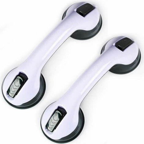 Green Mobility-2PCS Ventouse de Poignée Douche, Poignée de Baignoire en Plastique (Aucun Perçage Requis), Pour Salles de Bain, Enfants et Personnes Handicapées (Noir Clair) (1/5)