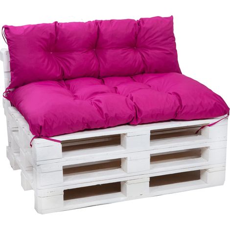 Set Coussins pour palettes, Assise 120 x 80 et Dossier 120 x 50cm, coussins canapé / coussin palette in-extérieur Rose, SETGARDEN