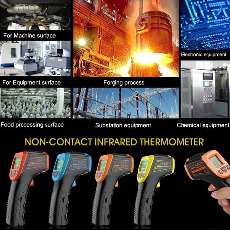 Thermomètre infrarouge, pistolet de température laser numérique sans contact de -50 °C à 600 °C (-58 °F à 1112 °F) avec écran LCD, rouge (1/5)