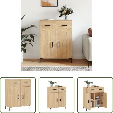 vidaXL Metallbeine - Sideboard Sonoma-Eiche 69,5x34x90 cm Holzwerkstoff (1/5)