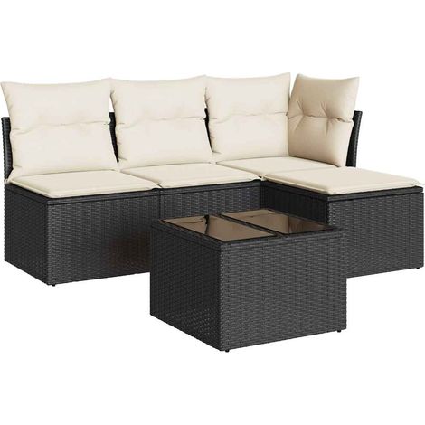 Maison Exclusive - Set de muebles de jardín 5 pzas y cojines ratá (1/3)