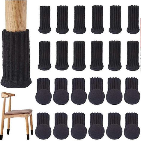 Lot de 24 chaussettes de chaise antidérapantes et élastiques pour pieds de chaise, protection tricotée pour pieds de meubles de 7,5 cm à 12,5 cm de circonférence.