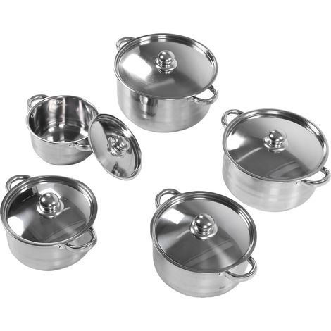 5 pièces casseroles en acier inoxydable ensemble d'ustensiles de cuisine marmite marmite à soupe avec poignée à 2 oreilles pour cuisinière à gaz cuisinière à induction Compatible