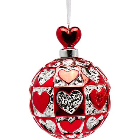 Pallina per albero di Natale "Decorazione Cuori" da 9 cm -Bianco (1/2)
