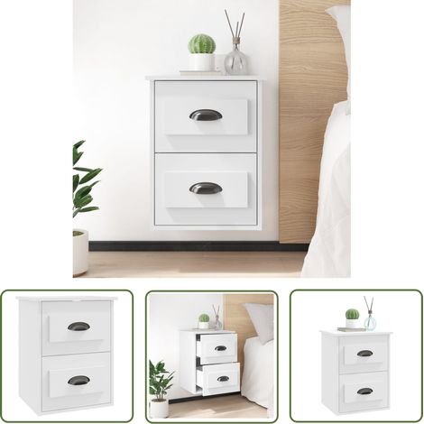 The Living Store Wand-Nachttisch Weiß 41,5x36x53 cm - Wandregal - Nachttisch - Wohnzimmerdeko - Möbel Online Kaufen - Weißer Nachttisch (1/5)