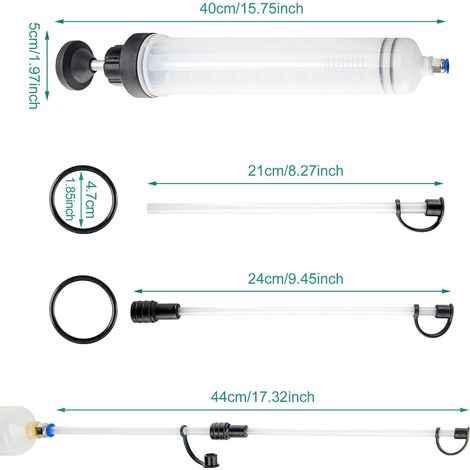 Seringue d'aspiration d'huile de 500 ml, seringue pour liquide de frein, pompe d'extraction et de remplissage de fluides, carburant automobile, liquide de frein, liquide de refroidissement, pompe manu (1/4)