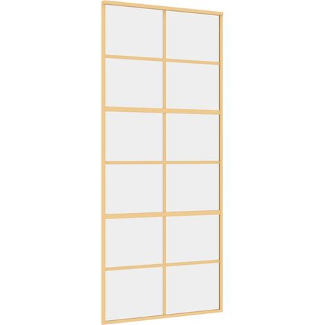 Maison Exclusive - Porta Scorrevole Dorata 90x205 Vetro Trasparente ESG Alluminio