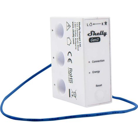 Shelly 3EM-63T Gen3 - Intelligentes 3-Phasen-Energiemessgerät mit flachen Anschlussklemmen