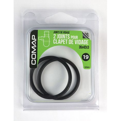 Comap – Lot de 2 joints d'étanchéité pour clapet de vidage 35x42 – Joint pour WC noir – S279319