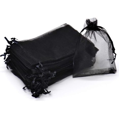 Sachets à cordon 20 x 30 cm,Lot de 100,Sachets cadeaux transparents en filet,Sachets pour bijoux,Sachets de rangement,Conviennent pour les bijoux (1/5)