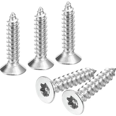 100Pcs Vis À Tête Plate Fraisée Torx M5 x 25mm Pour Bois (Argent) (1/5)