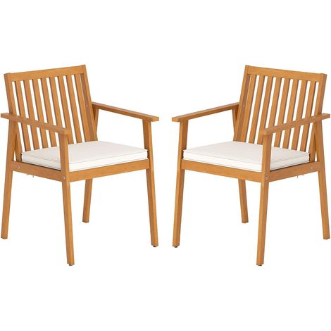 COSTWAY Set 2 Sedie Giardino Legno Acacia con Cuscino, Portata 180 kg, 64x59x86cm,Giallo Teak (1/5)